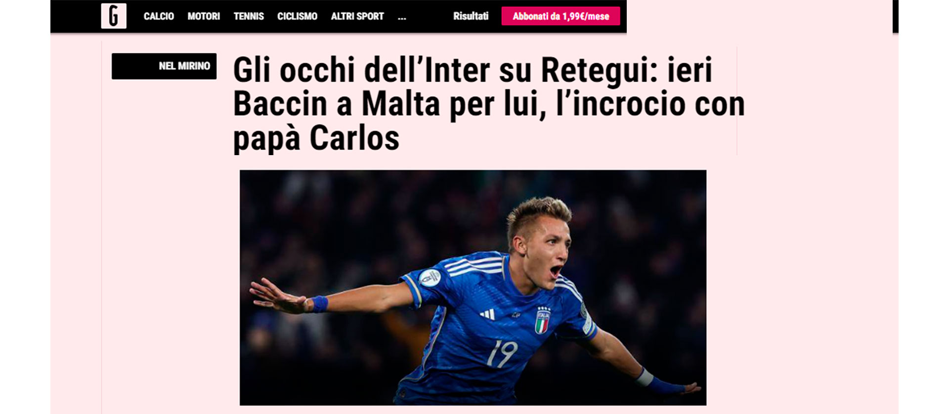 Gazzetta dello Sport confirmó una breve conversación entre el Chapa Retegui y un dirigente del Inter (Foto: Captura)