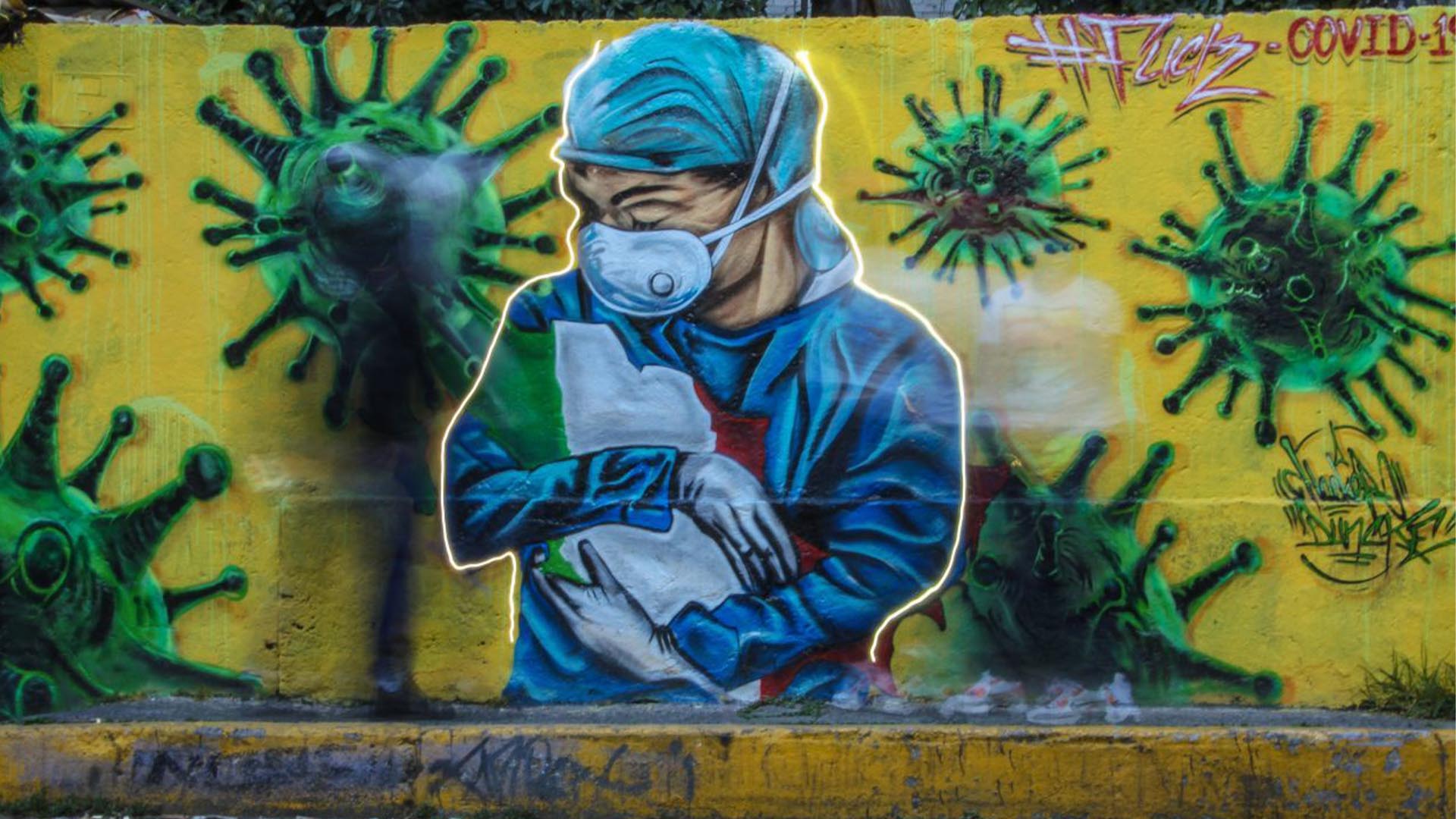 Urban artists of the city, make murals in support of medical personnel (Photo: Cuartoscuro)