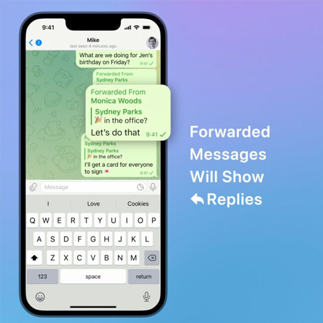 Forward messages on Telegram.  (photo: official Telegram blog)