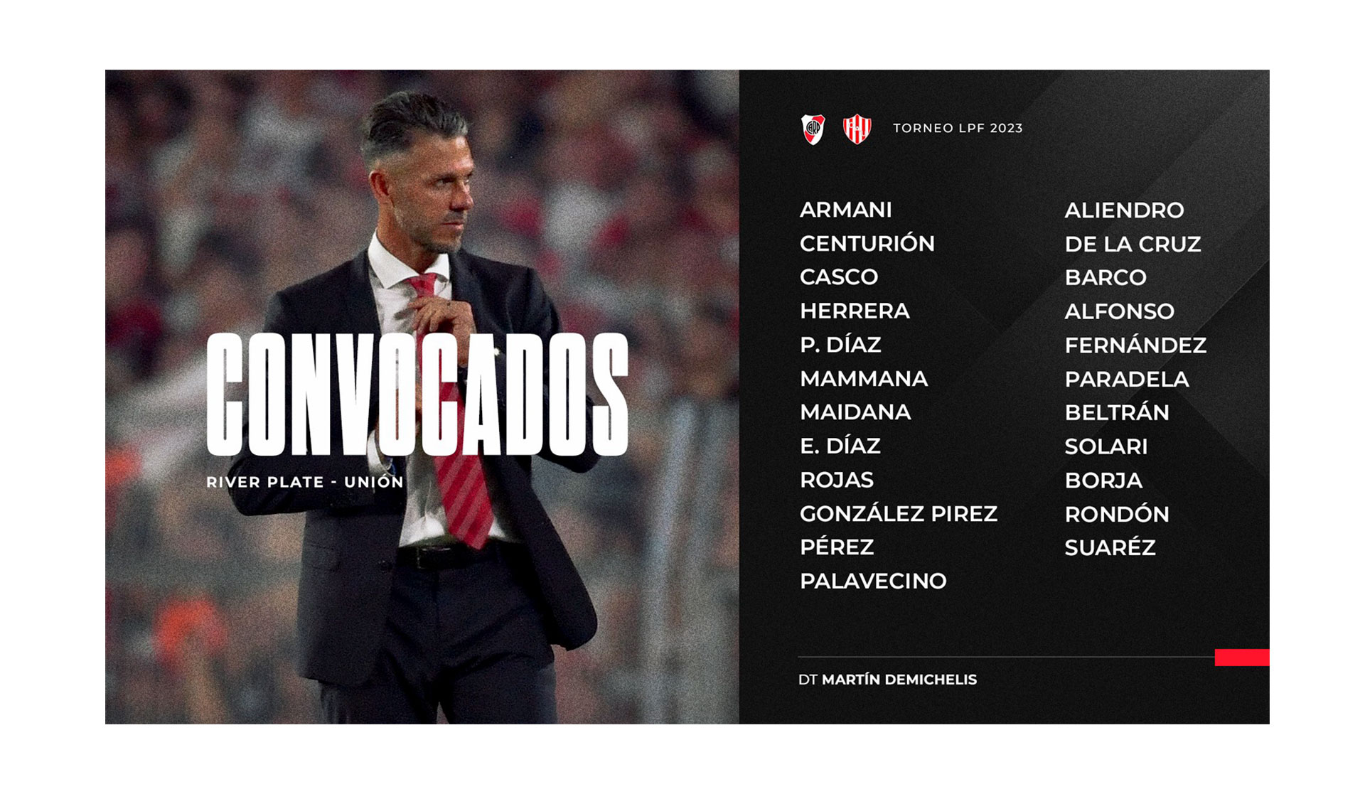 Los convocados de Martín Demichelis para medirse con Unión de Santa Fe