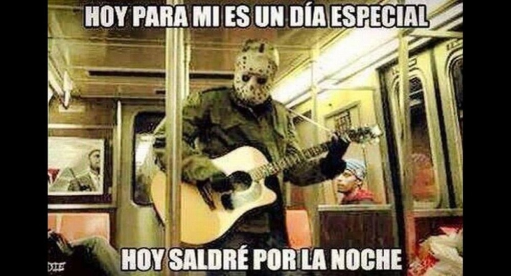 Image of a subject disguised as Jason playing guitar in a world subway.  (Pictures/Twitter)