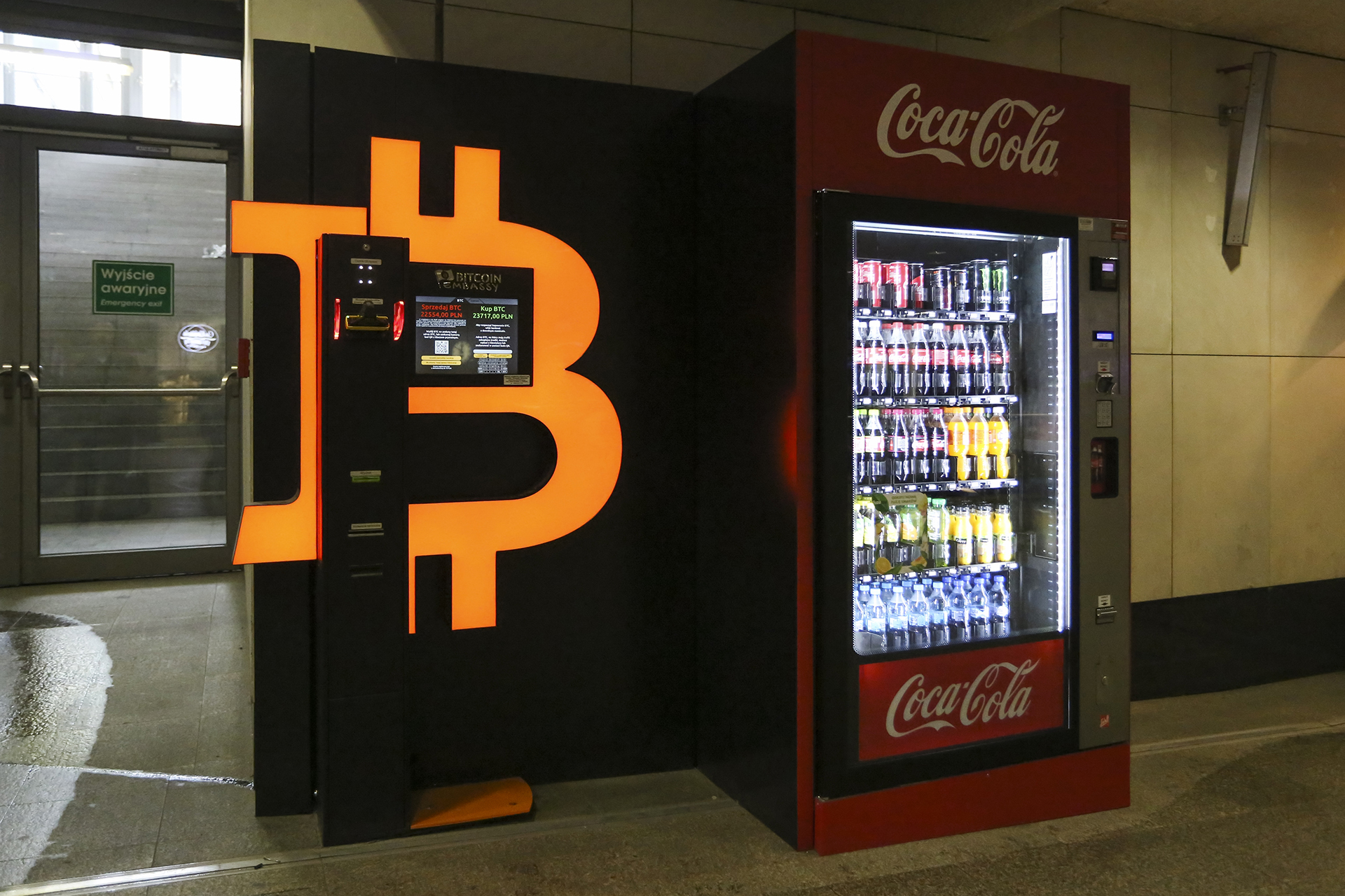Bitcoin Embassy ATM that operates in Polish money (PLN) where one can sell or buy BTC near main railway station. April 5, 2018, in Krakow, Poland (Photo by Beata Zawrzel/NurPhoto via Getty Images)