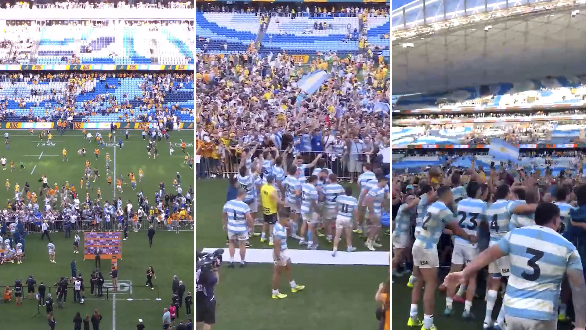 Polémica, final apretado e invasión de campo de los fanáticos argentinos: los últimos instantes del triunfo de Los Pumas ante Australia