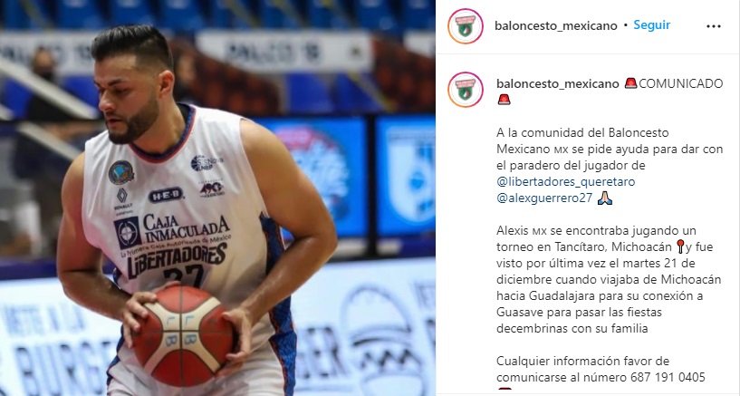 Alexis Francisco Cervantes Guerrero es originario de Guasave, Sinaloa (Foto: Instagram/@baloncesto_mexicano)