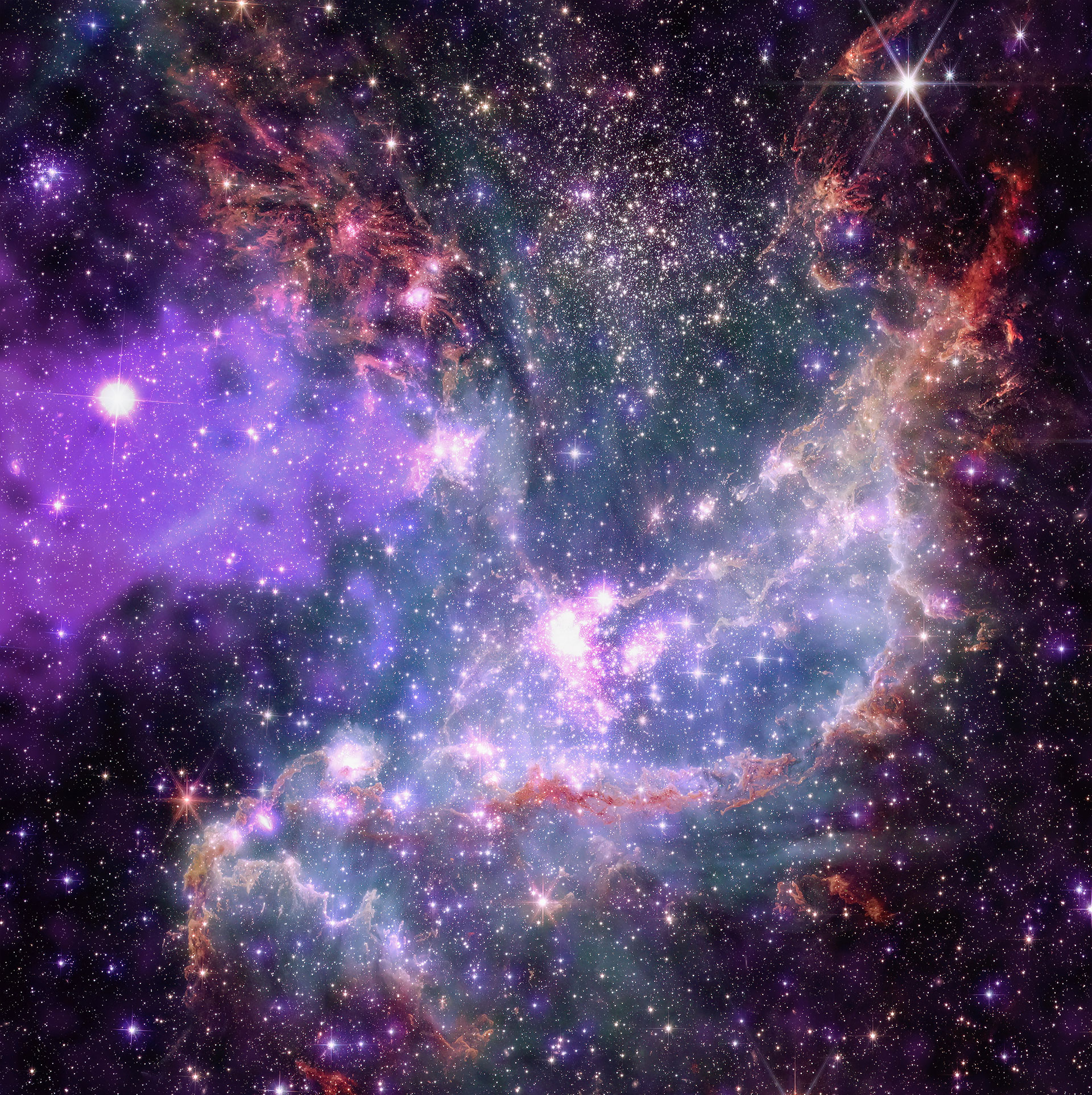 Esta es la imagen de NGC 346, un punto en el que se entremezclan polvo y los restos de una explosión (NASA)