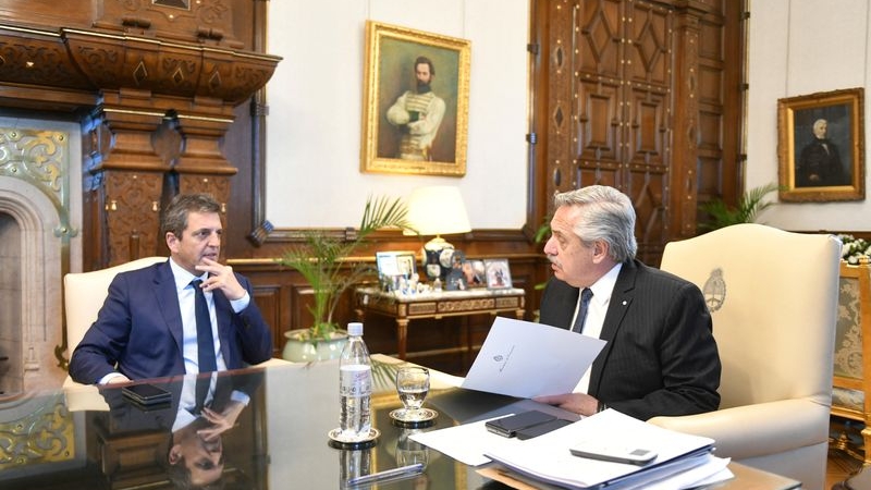 Economy Minister Sergio Massa and President Alberto Fernández at the Casa Rosada
