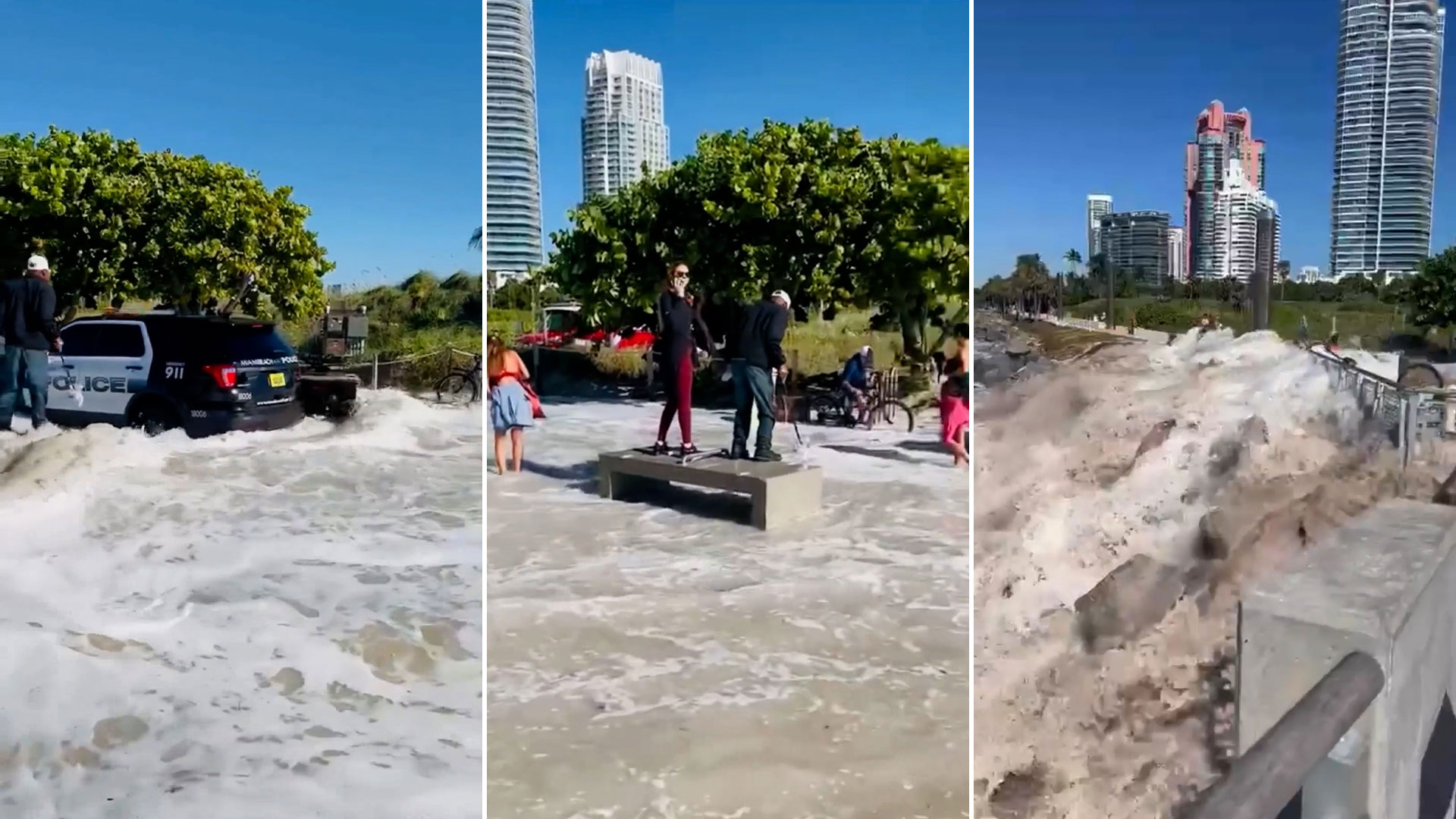 Miami Beach: seis personas debieron ser trasladadas al hospital tras ser impactadas por una ola gigante
