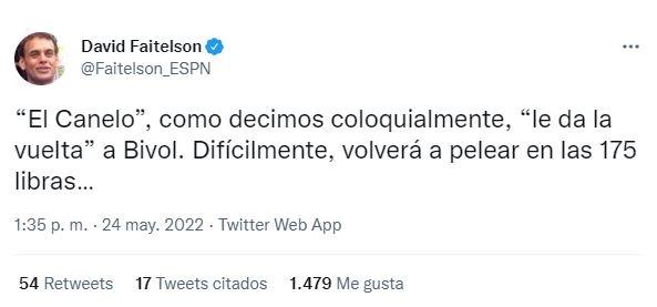 Faitelson criticó la elección de Canelo Álvarez: “Le dio la vuelta a Bivol” (Foto: Twitter/@Faitelson_ESPN)
