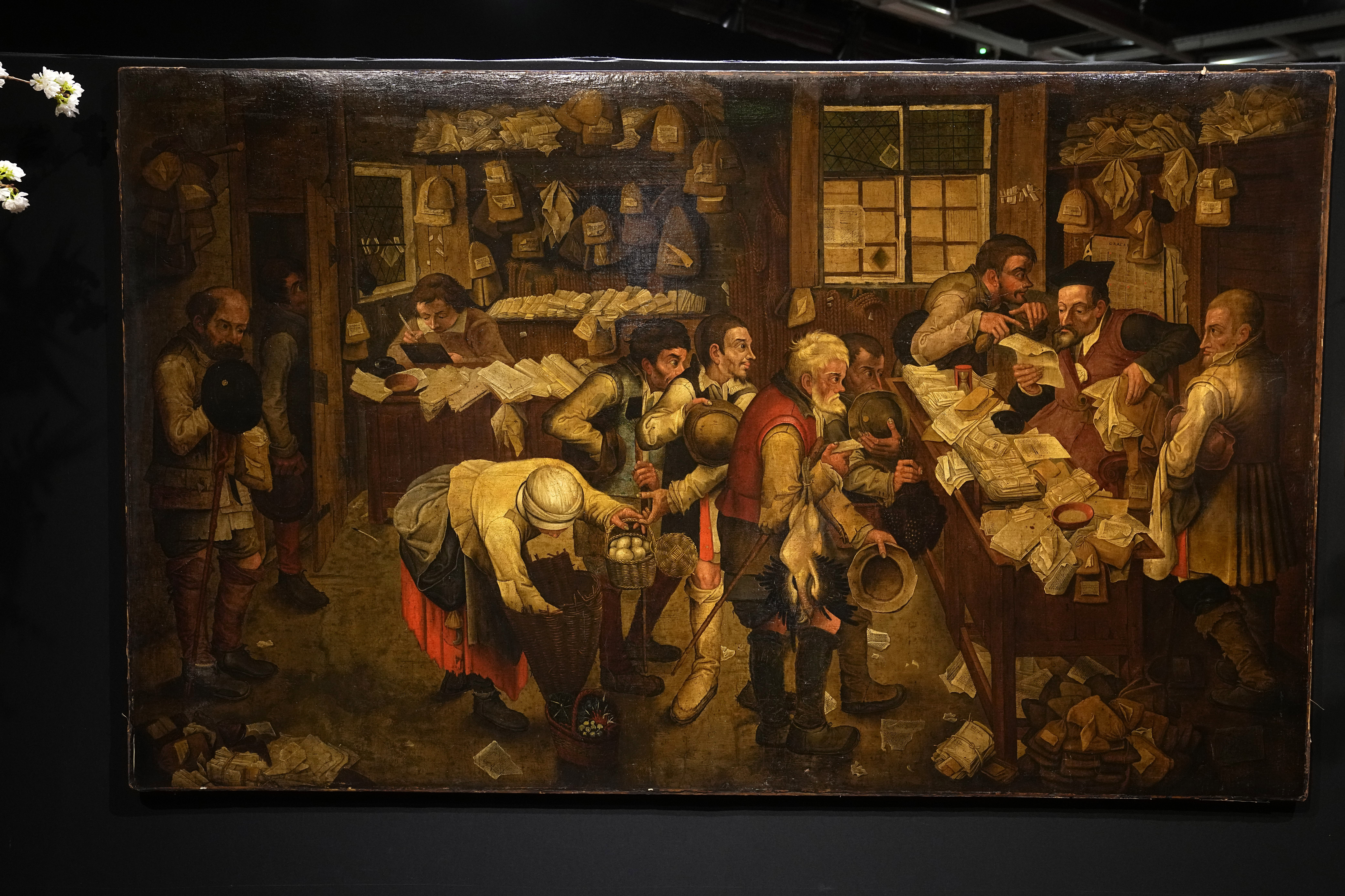“El abogado del pueblo” de Pieter Brueghel en la casa de subastas Drouot en París (AP/Michel Euler)