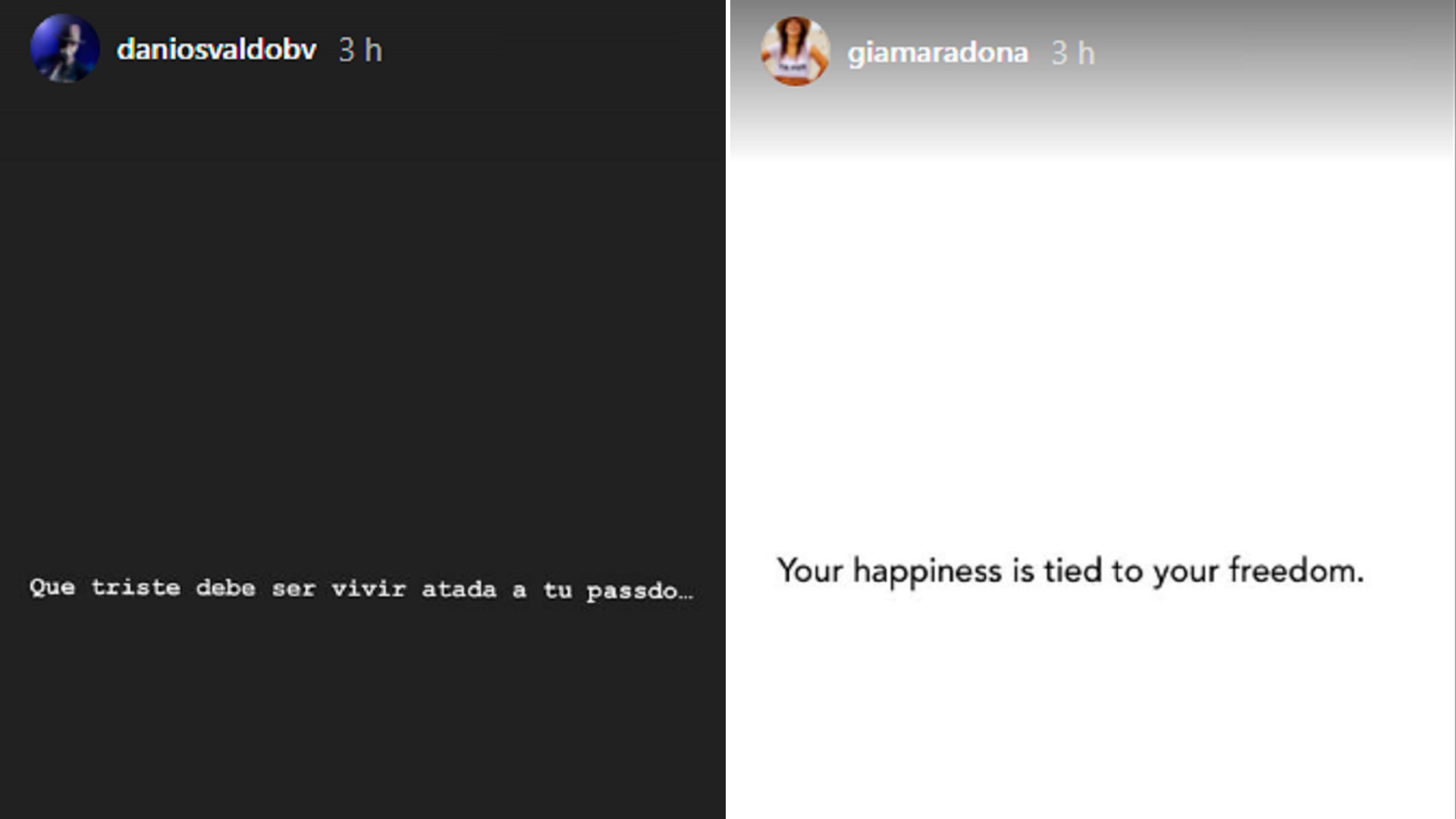 Los mensajes de Daniel Osvaldo y Gianinna Maradona en Instagram