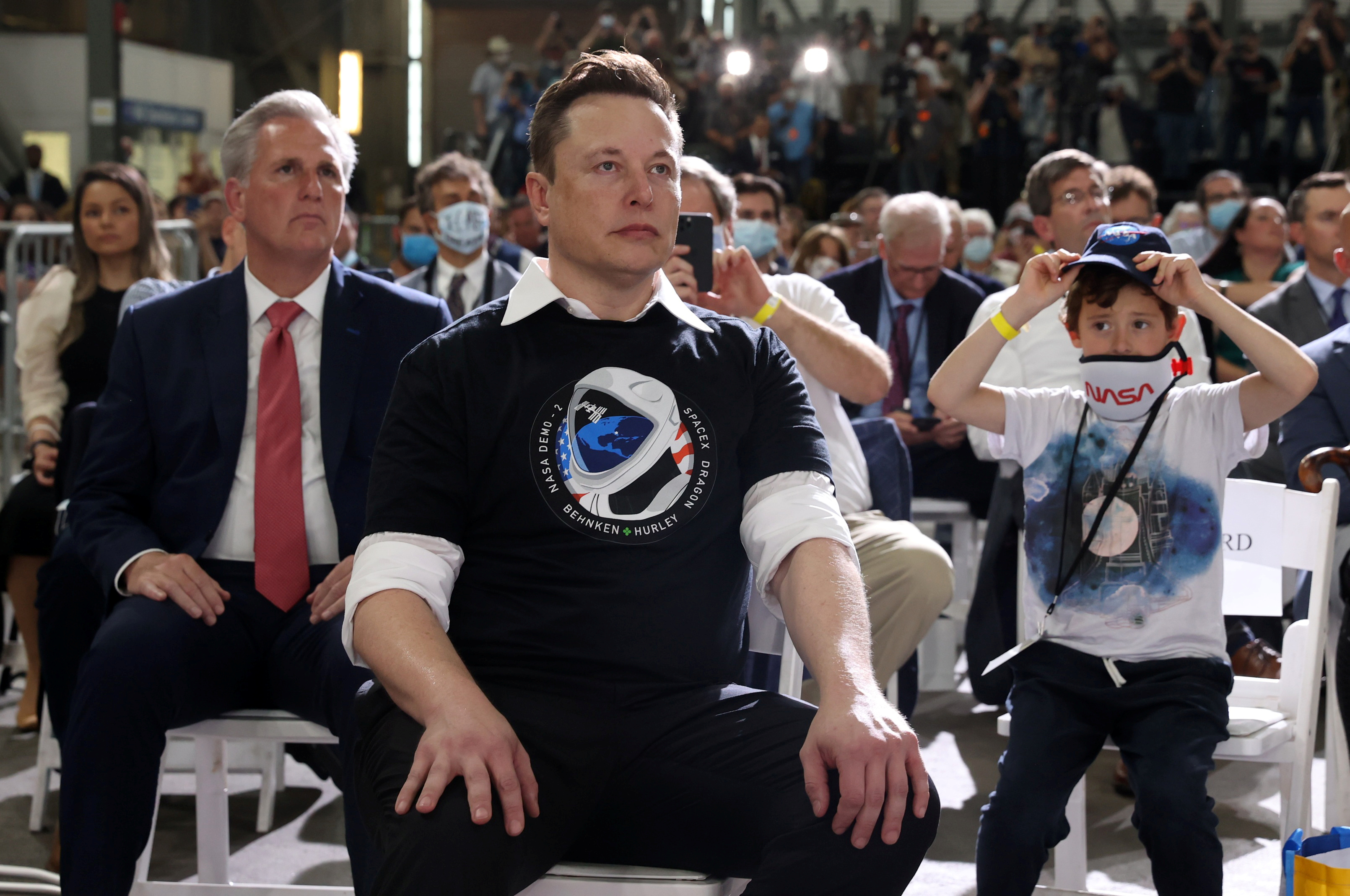 Elon Musk, durante una conferencia después del lanzamiento de un cohete SpaceX Falcon 9 y una nave espacial Crew Dragon en la misión SpaceX Demo-2 de la NASA a la Estación Espacial Internacional desde el Centro Espacial Kennedy de la NASA en Cabo Cañaveral, Florida (Reuters)