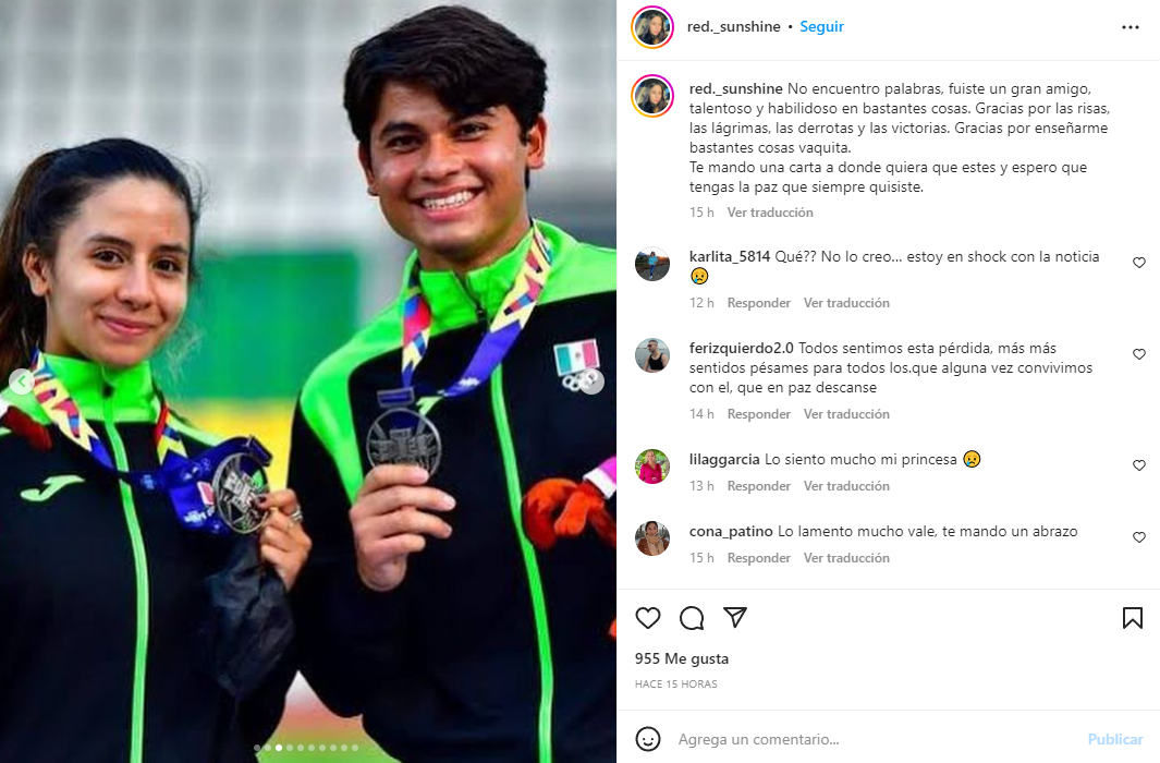 La joven arquera Valentina Vázquez lamentó el deceso de su amigo y colega (Instagram/@red._sunshine)