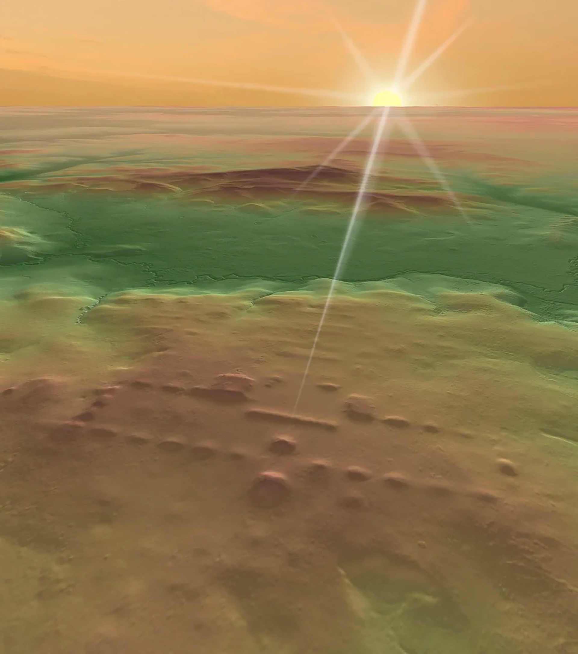 Image created with lidar data shows the Buenavista Reservoir on the day of the sunrise alignment (Takeshi Inomata, University of Arizona)