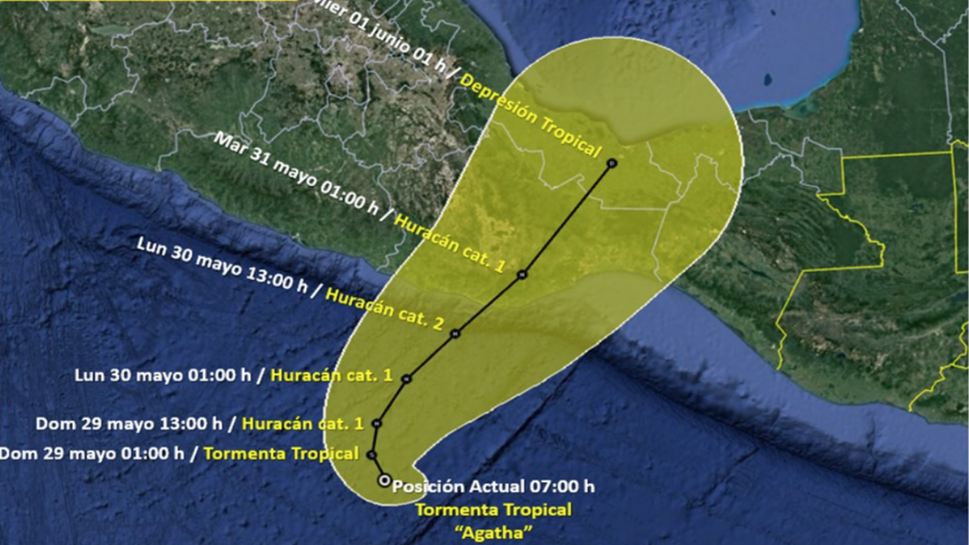 Huracán Agatha: esta será la trayectoria y tocará tierra en Oaxaca como categoría 2 (con vientos de más de 170 km/h)