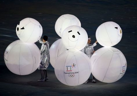SOCHI, RUSSIA - FEBRUARY 23:  South Korean performers dance during the Pyeongchang 2018 presentation during the 2014 Sochi Winter Olympics Closing Ceremony at Fisht Olympic Stadium on February 23, 2014 in Sochi, Russia.  (Photo by Quinn Rooney/Getty Images)