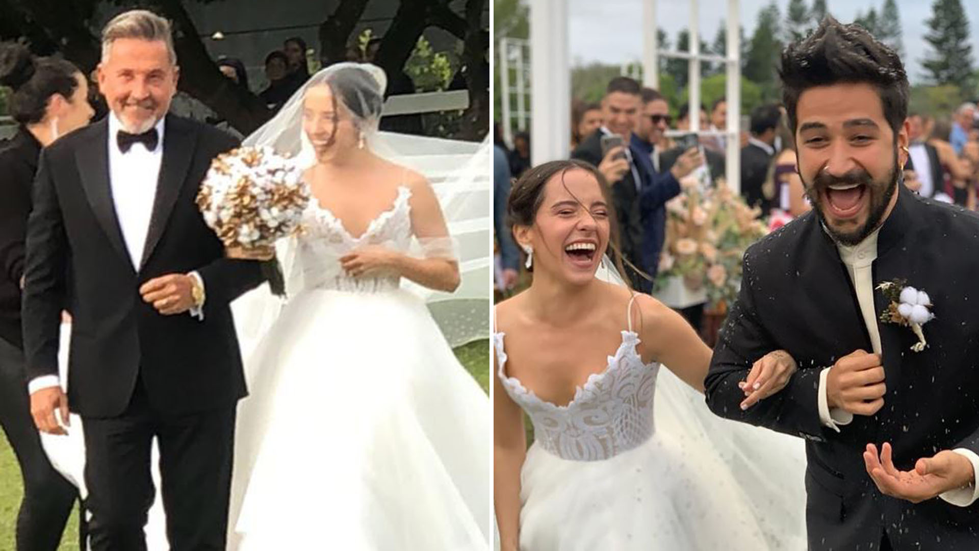 Evaluna Montaner se casó con Camilo y se mostró feliz junto a su padre, Ricardo (Fotos: Instagram)