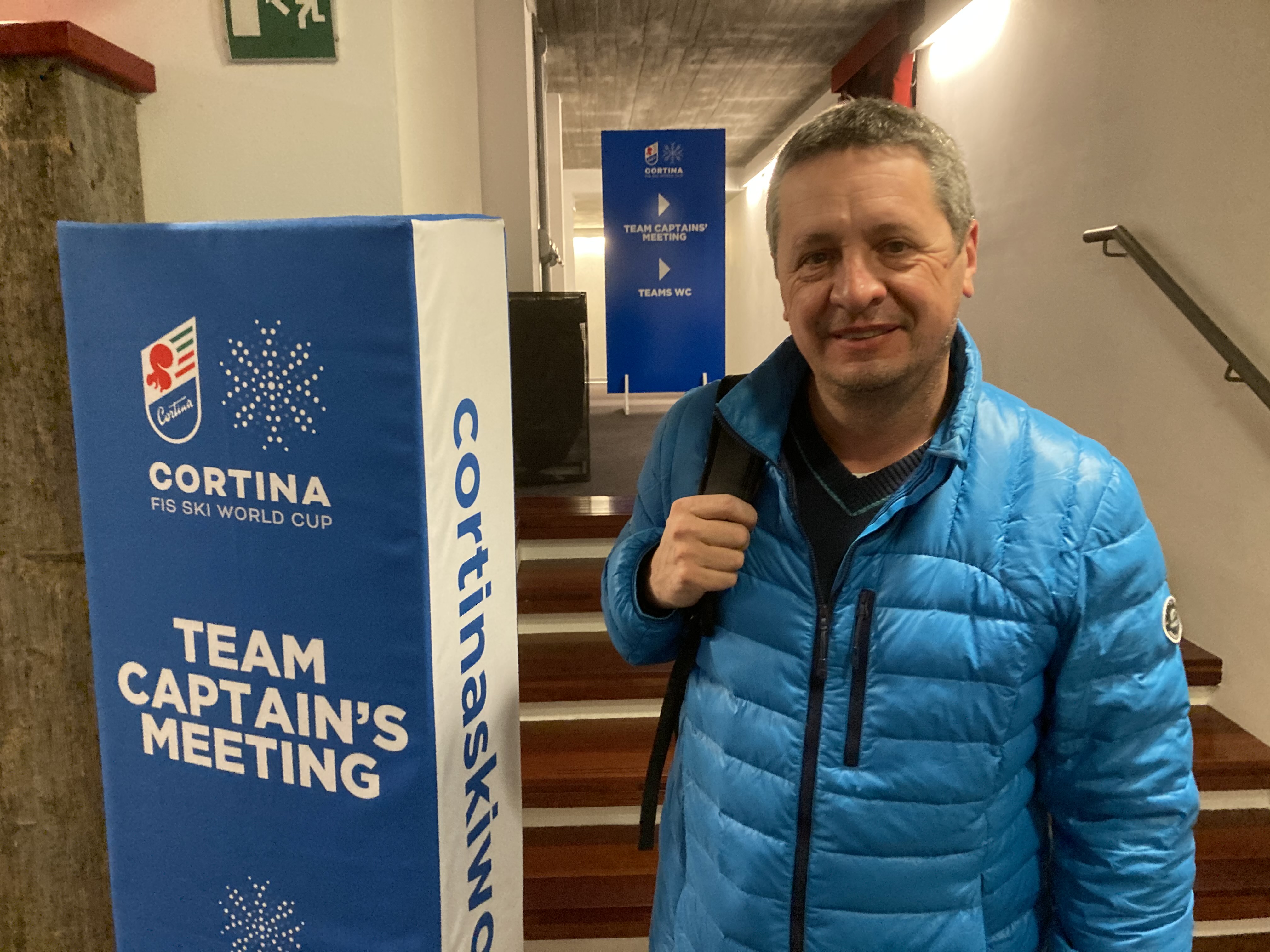 FIS race director Peter Gerdol after a team captains meeting in Cortina d'Ampezzo (Brian Pinelli)