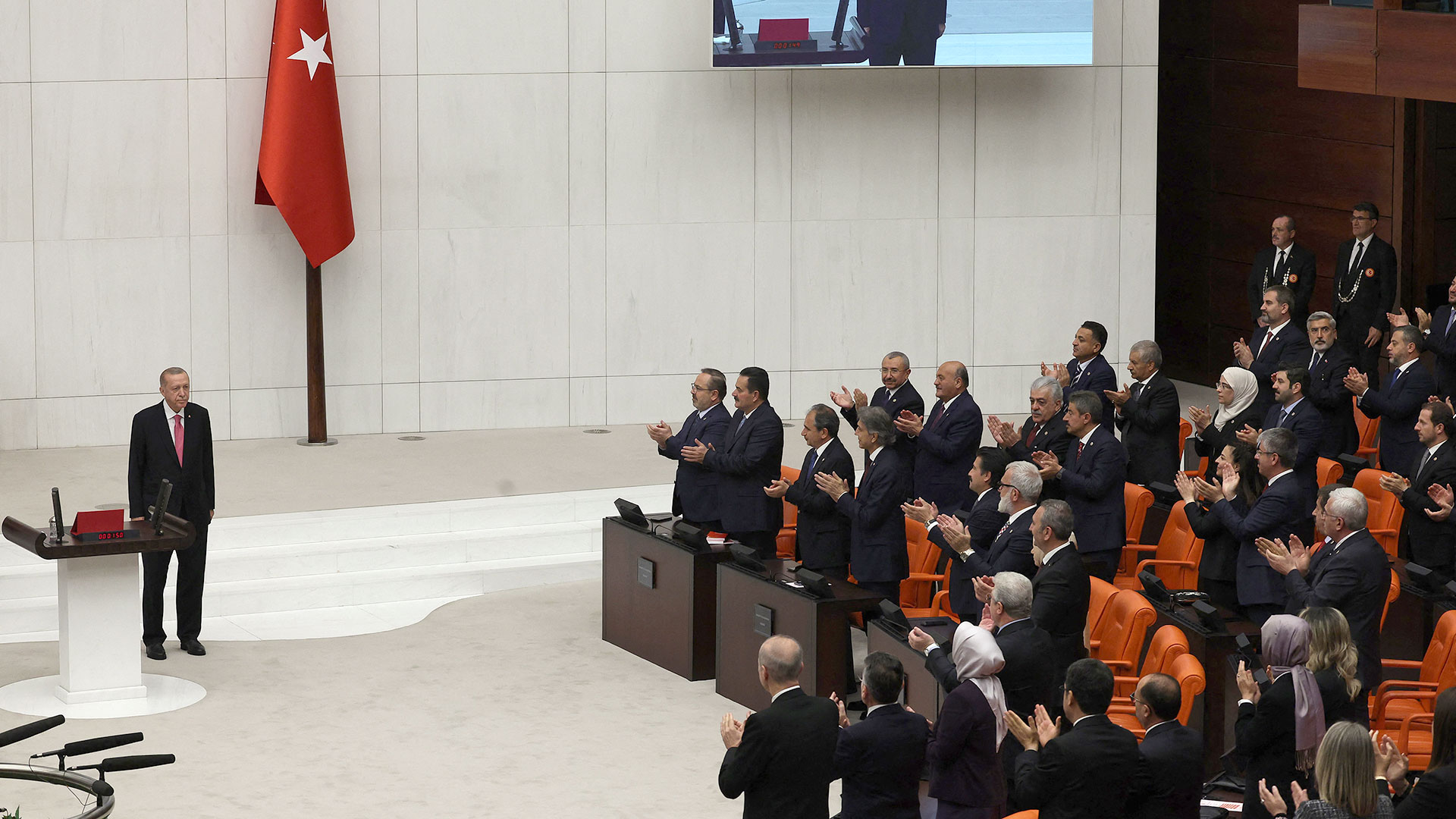 El presidente turco, Recep Tayyip Erdogan, en el poder desde hace 20 años, empezó este sábado su tercer mandato (Adem ALTAN/AFP)