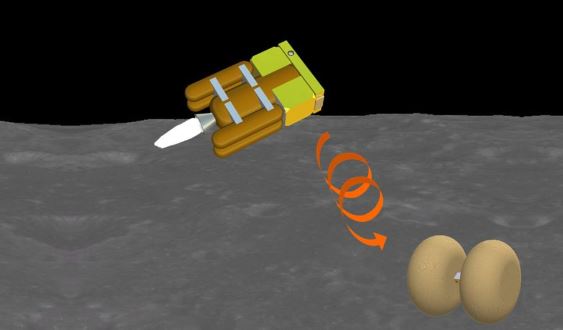 El módulo de aterrizaje lunar japonés OMOTENASHI se verá así sobre la superficie lunar (JAXA)