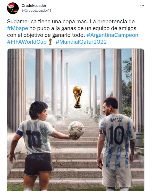 La ironía de otro usuario que utilizó las imágenes de Diego Maradona y Lionel Messi