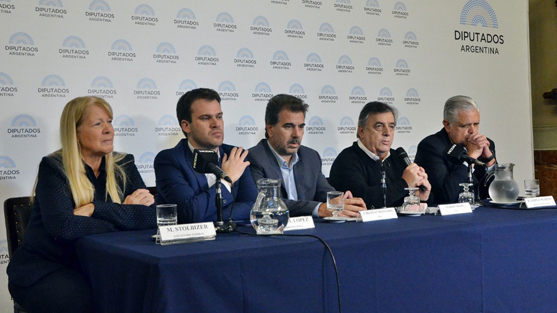 Margarita Stolbiezer, Juan Manuel López, Cristian Ritondo, Mario Negri y Ricardo López Murphy