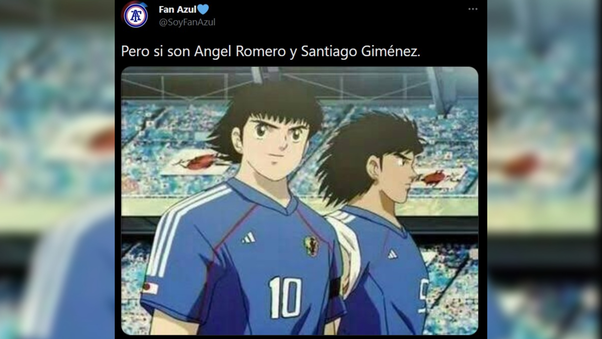 Los aficionados compararon a los delanteros del Cruz Azul con personajes del anime "Supercampeones". (Imagen:Twitter/@SoyFanAzul)