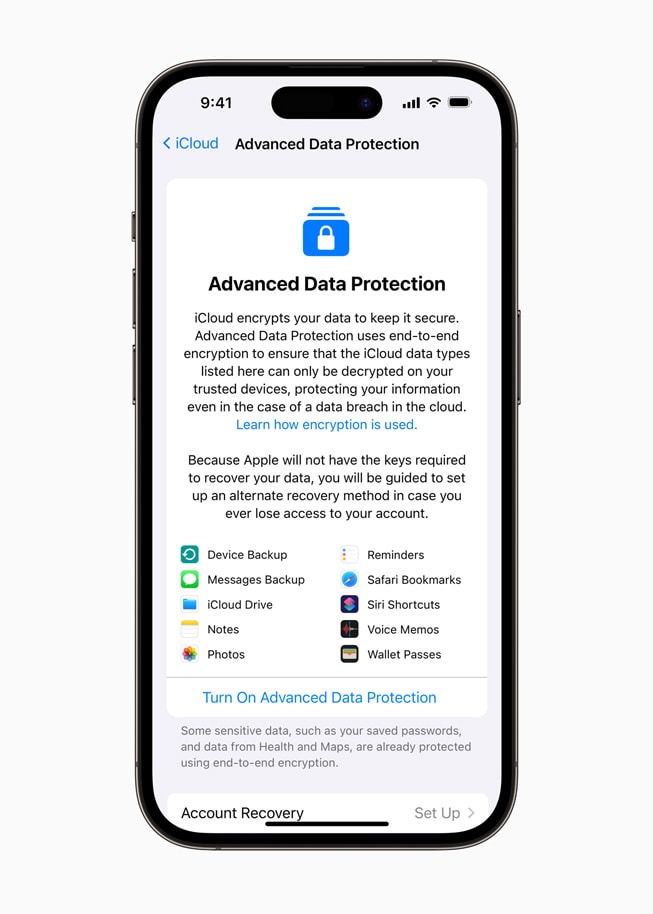 Protección avanzada de datos para iCloud. (Apple)