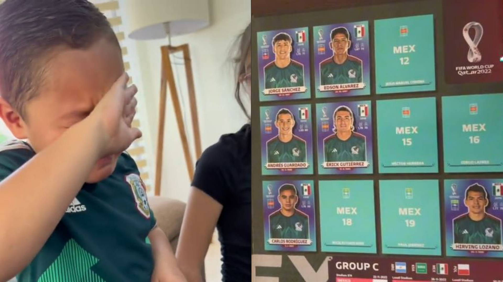 Niño rompió en llanto al encontrar estampa de “Chucky” Lozano para su álbum del Mundial de Qatar 2022