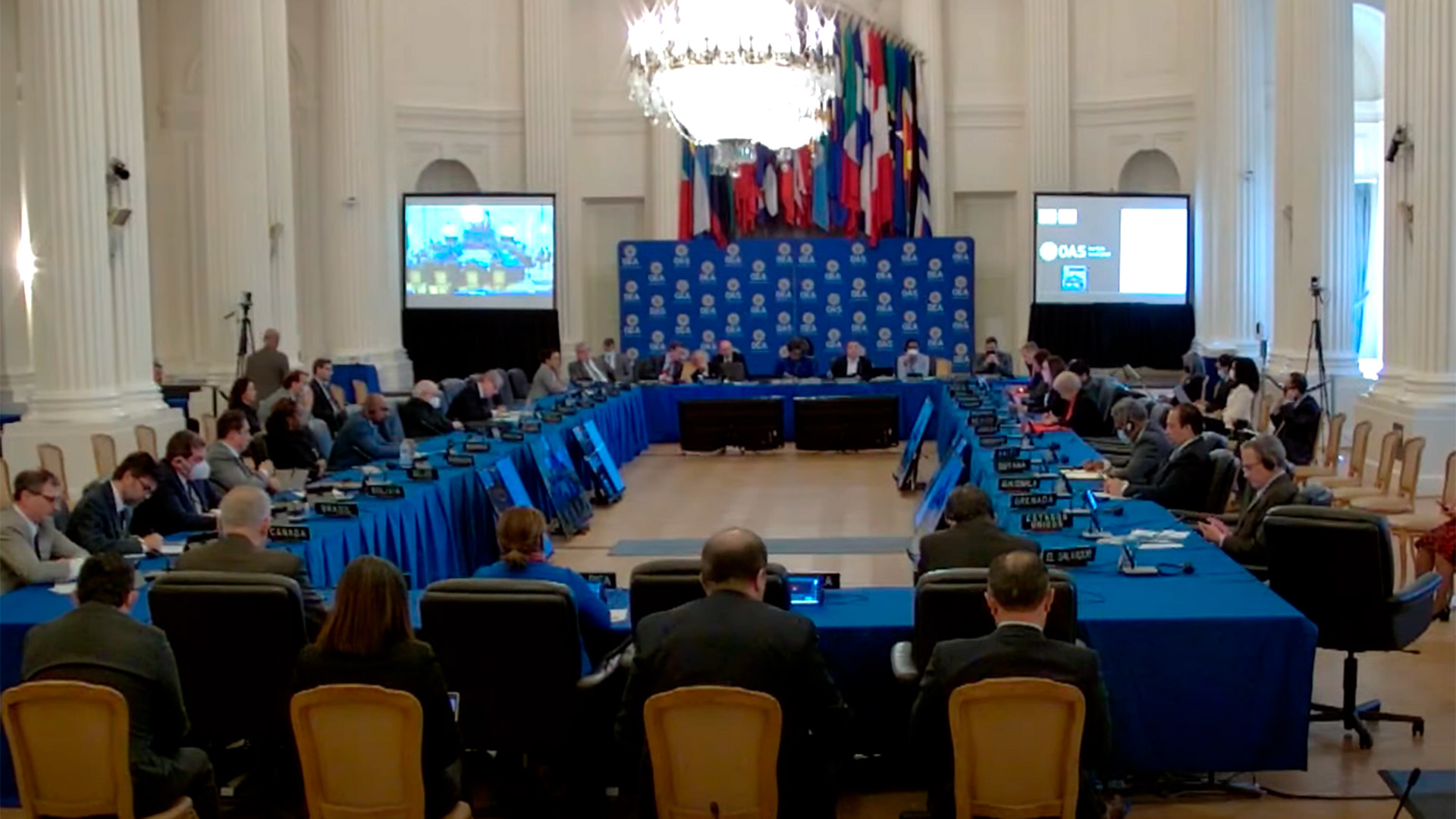La reunión extraordinaria del Consejo Permanente de la OEA se celebró de forma híbrida, con delegaciones presentes de modo virtual