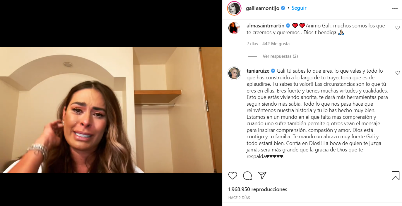 Galilea compartió un video donde no aguantó las lágrimas (Foto: Captura de pantalla Instagram/@galileamontijo)