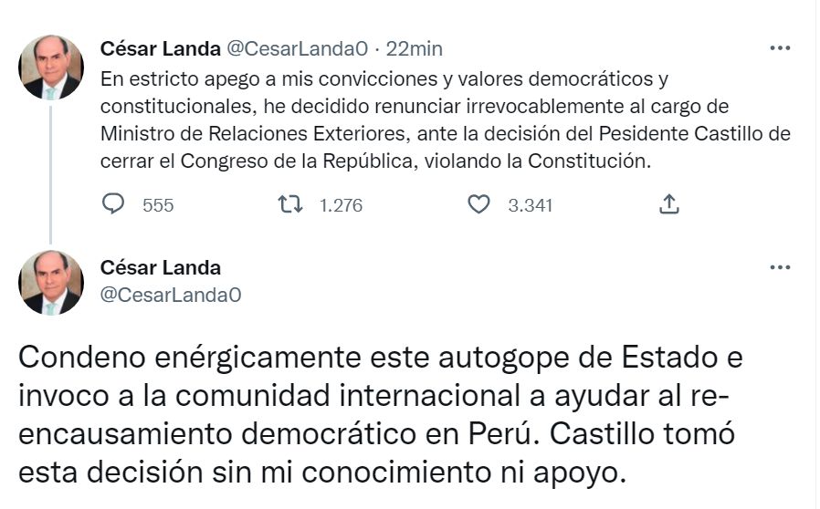 César Landa hace un llamado a la comunidad internacional luego del autogolpe de Pedro Castillo