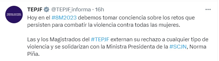 El TEPJF manifestó su solidaridad con la ministra presidenta de la SCJN, Norma Piña