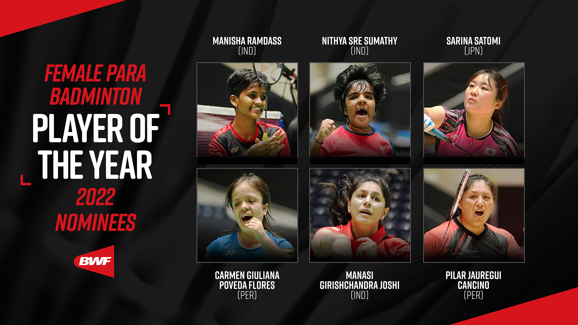 Giuliana Poveda and Pilar Jáuregui are among the six nominees for the best Para Badminton player of the year by the Badminton World Federation. (@bwfmedia)