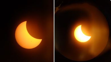 La luna bloqueó al sol durante lo que se conoce como un eclipse solar híbrido 