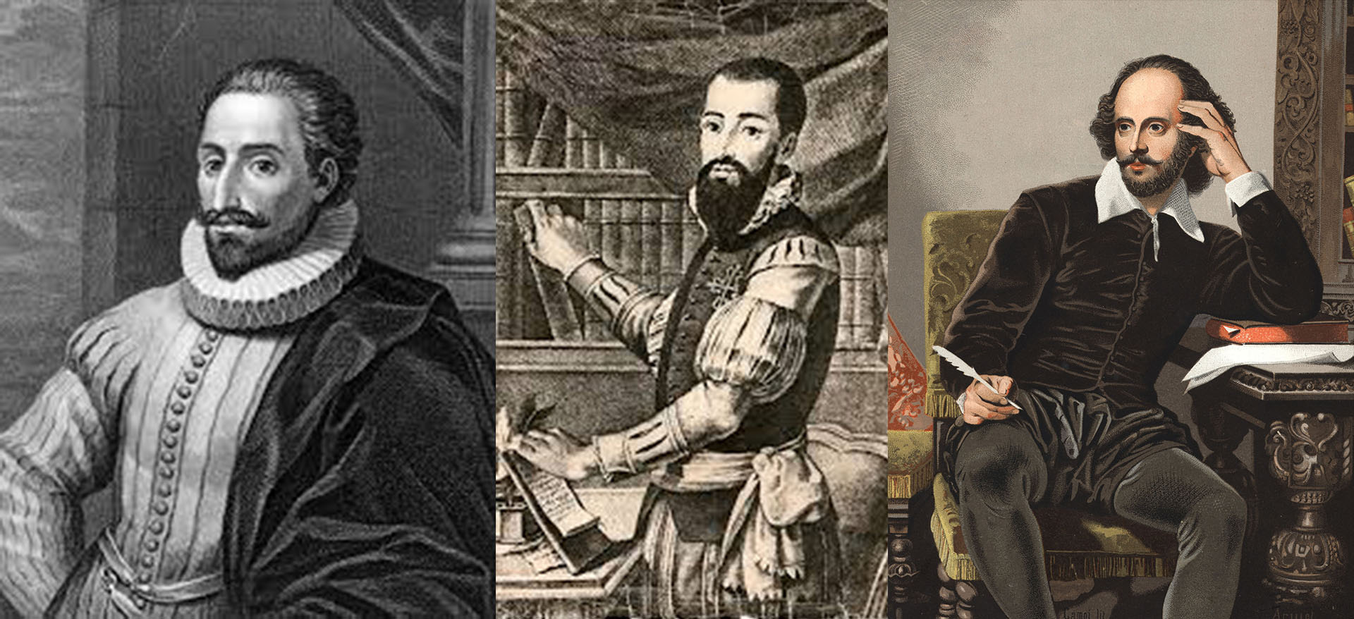Miguel de Cervantes, Inca Garcilaso de la Vega y William Shakespeare, 