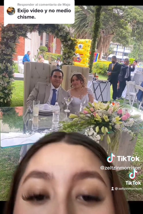 La novia mostró fotos del evento como prueba. (Captura TikTok)