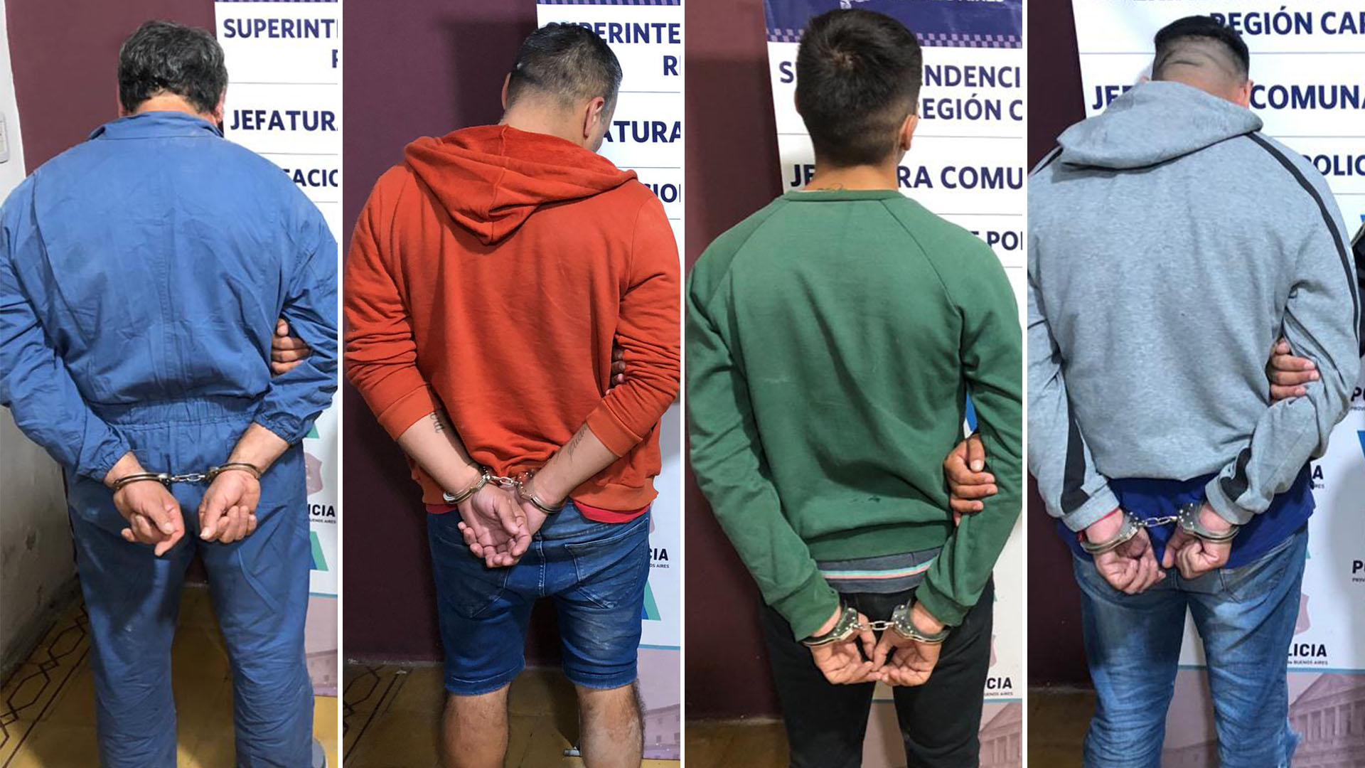 Cuatro de los cinco ladrones detenidos.