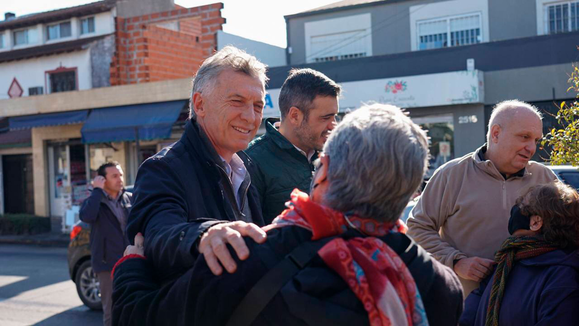 El ex presidente Mauricio Macri durante una recorrida por la provincia de Buenos Aires. Su custodia denunció amenazas