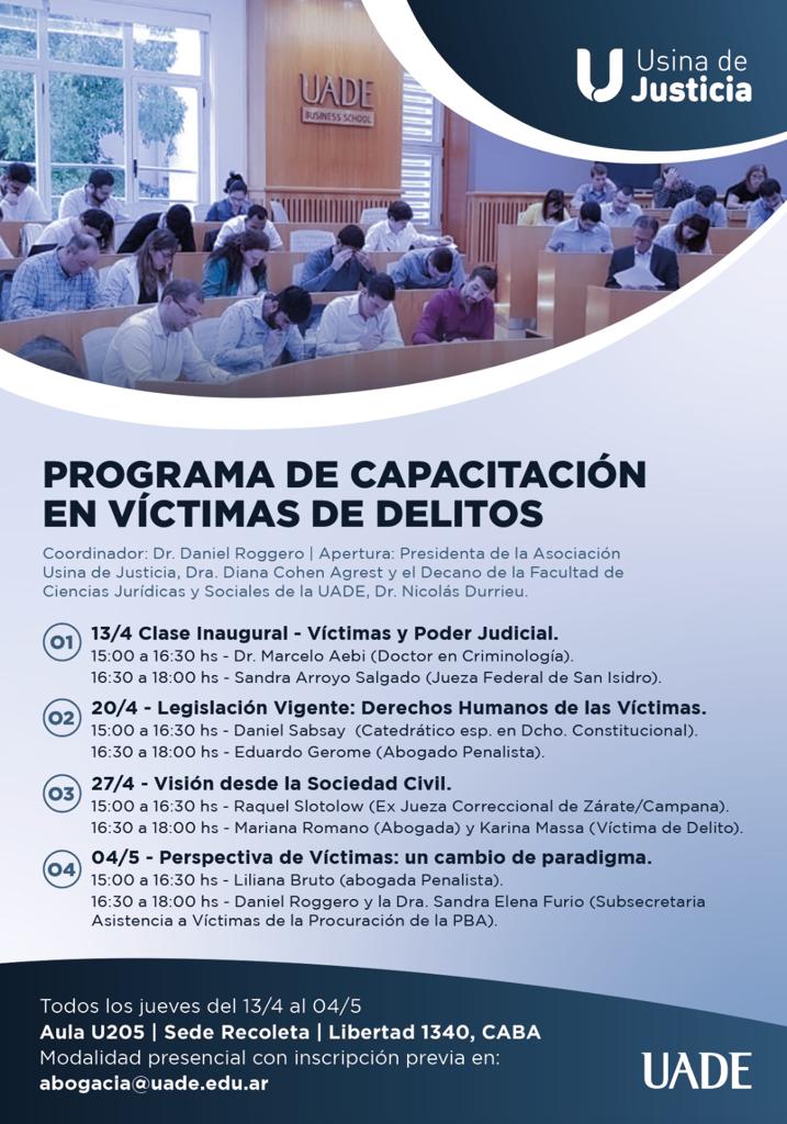 El curso se dictará de manera presencial durante cuatro jueves consecutivos, del 13 de abril al 4 de mayo
