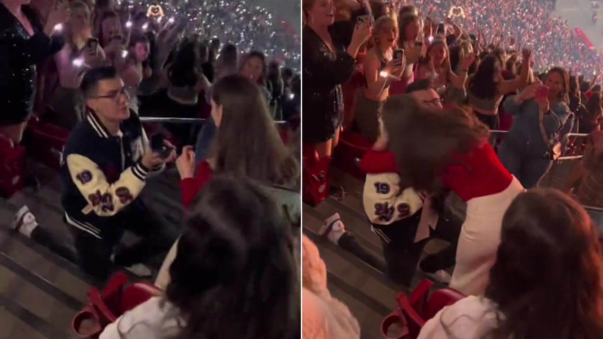 En pleno concierto de Taylor Swift, un joven le pidió matrimonio a su novia y causó emoción