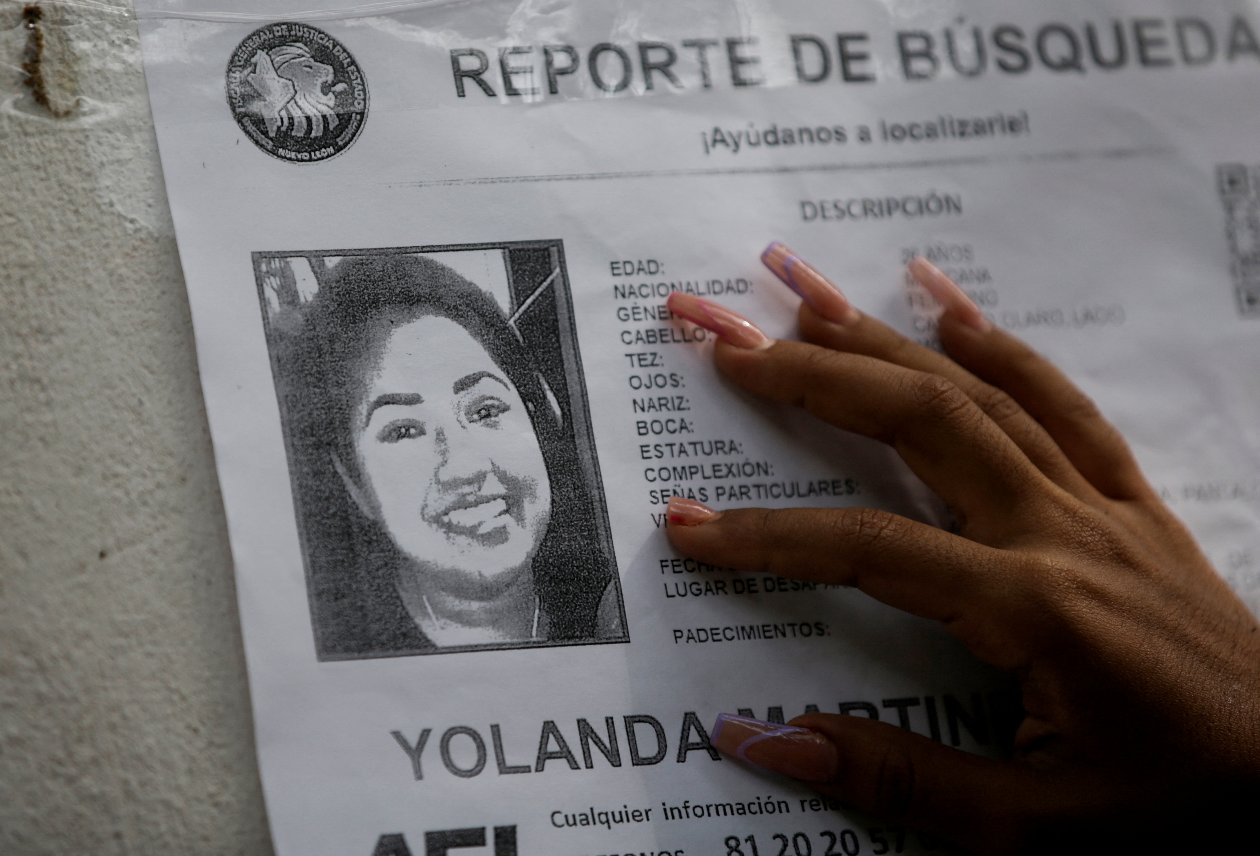 Yolanda desapareció el pasado 31 de marzo en Nuevo León tras salir a buscar trabajo. (Foto: REUTERS/Daniel Becerril