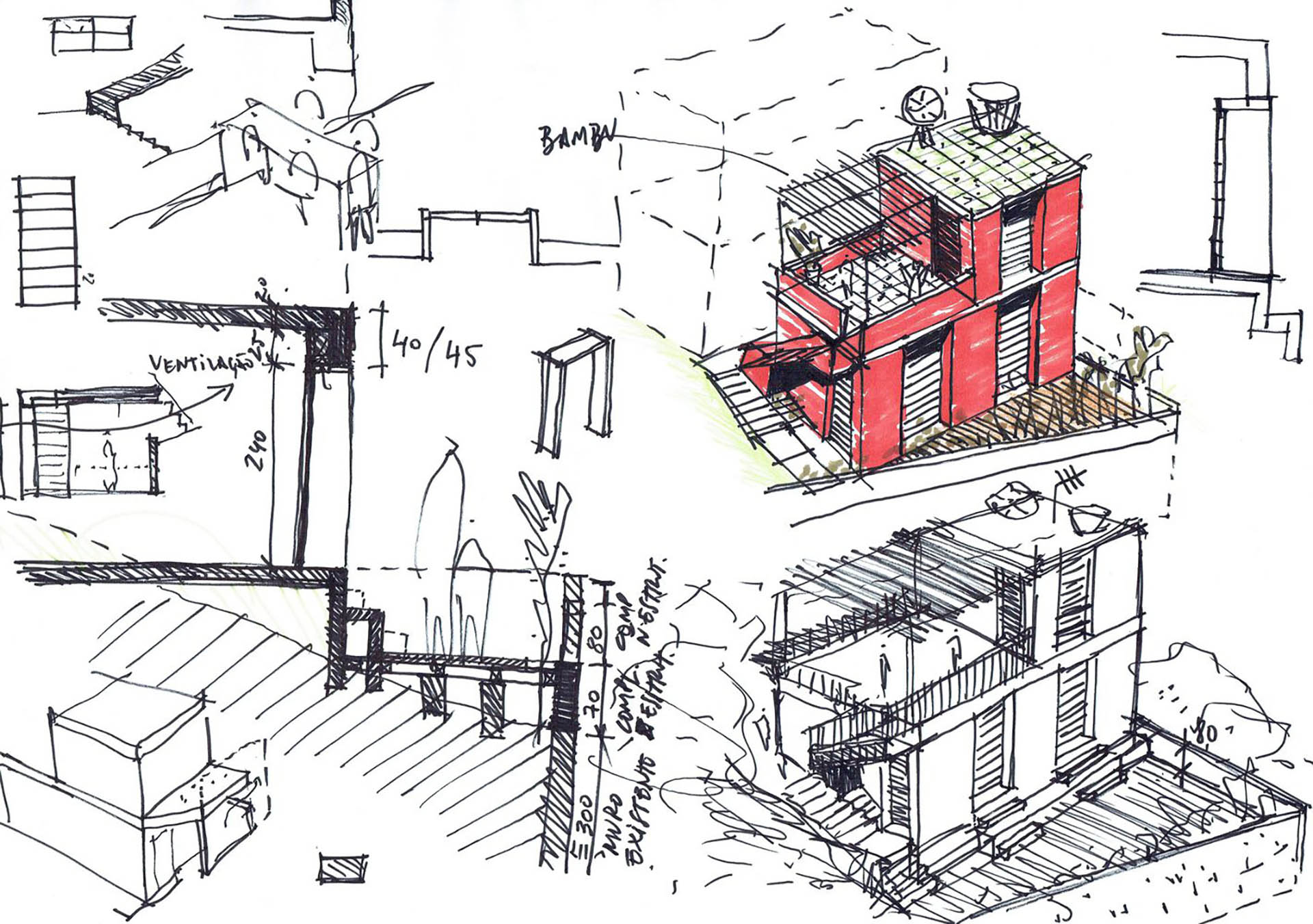 El dibujo del diseño de la vivienda. 