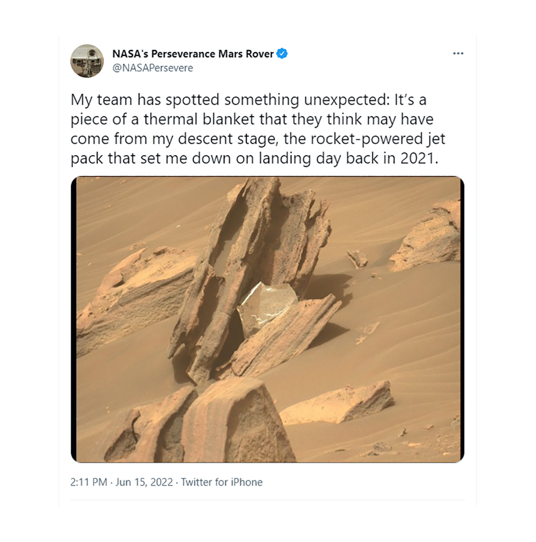Come sono arrivati ​​i detriti a forma di piastra in quest'area nel cratere di Marte Jezero, a circa due chilometri da dove il carrello di atterraggio si è schiantato nel deserto marziano?  È una delle domande della NASA.