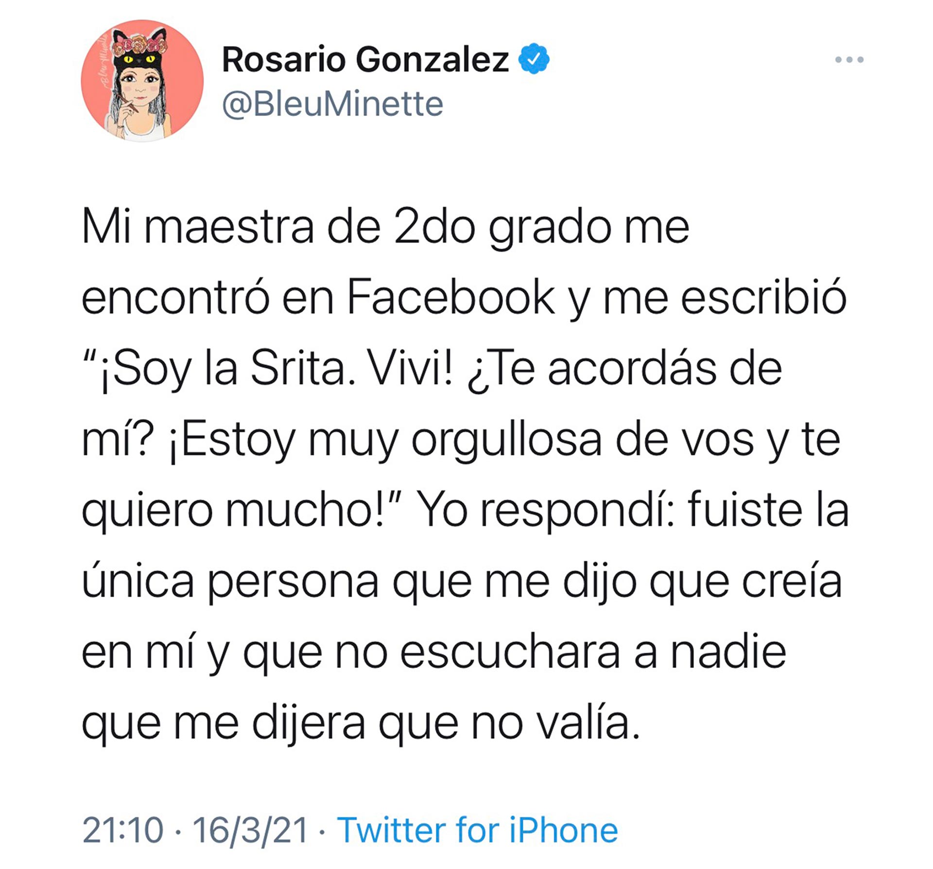 Rosario compartió su emoción con sus seguidores de Twitter