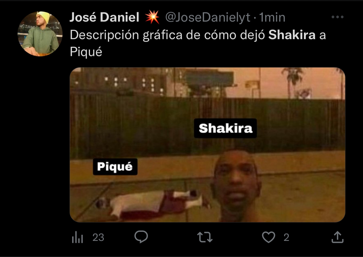 Así reaccionaron las redes sociales al nuevo lanzamiento de Shakira en el que le lanza duras críticas a Gerard Piqué. @JoseDanielyt/Twitter