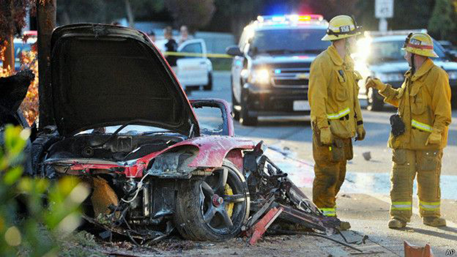 This is what was left of Paul Walker's car after the accident (Photo: Getty Images) 
