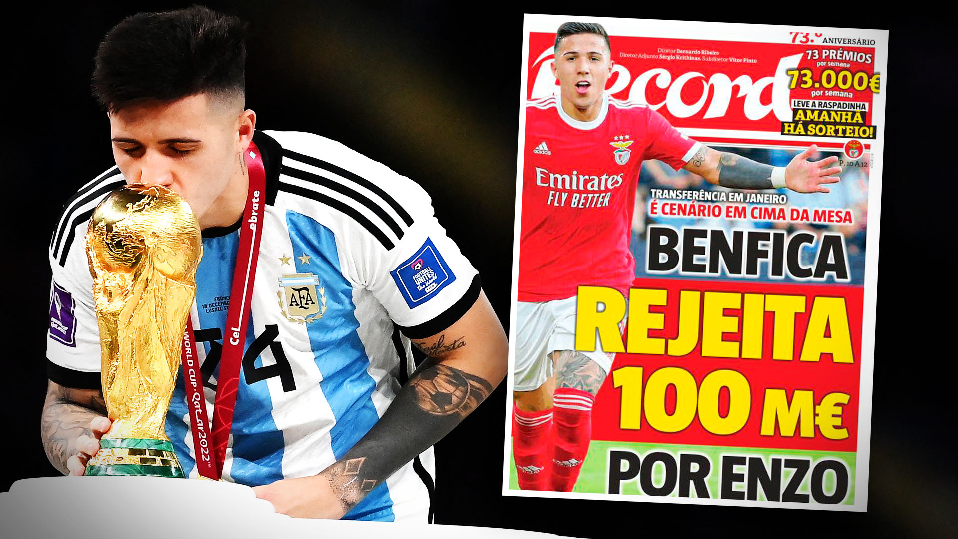 Benfica rechazó una oferta de 100 millones por el mediocampista argentino Enzo Fernández (Foto de FRANCK FIFE / AFP)