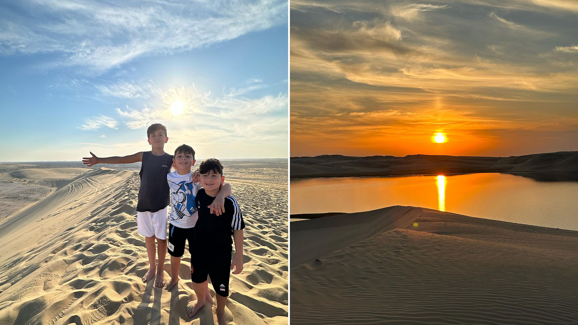 Los hijos de Lionel Messi, disfrutando de la tarde en la arena de Doha (@antonelaroccuzzo)