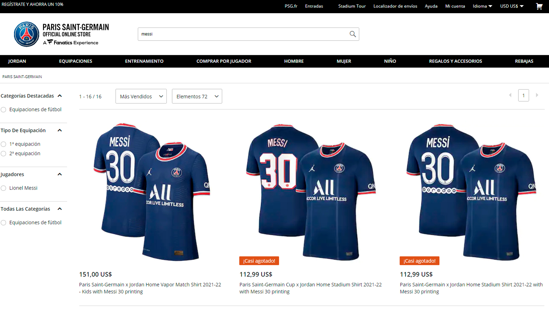 Cuánto cuesta camiseta oficial del el nombre de Lionel Messi -