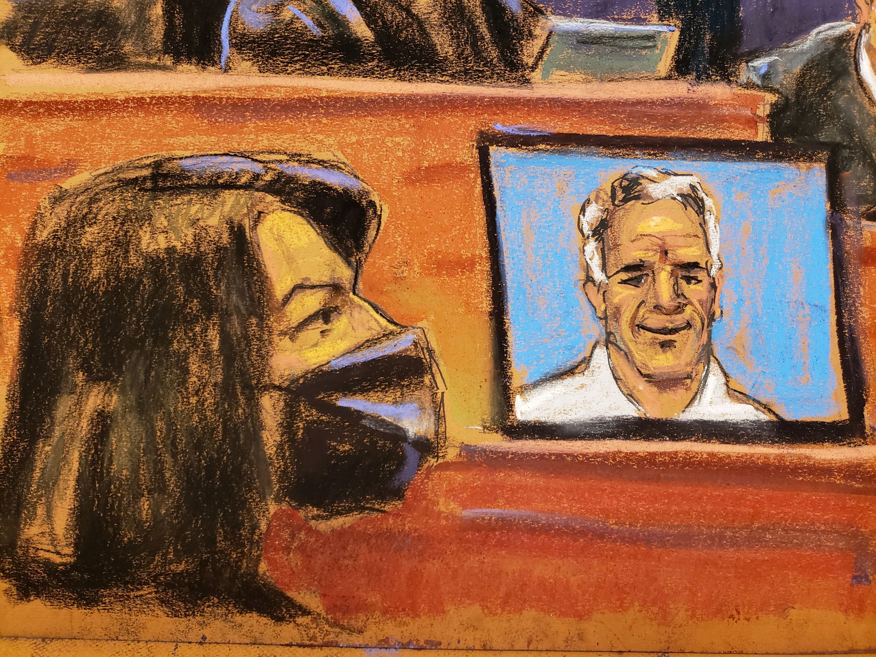 Dibujo de Ghislaine Maxwell en el juicio (REUTERS/Jane Rosenberg)